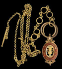 Dress Miniature, Sweden, Order of Vasa, Type 1 (pre 1860), in gold and red enamel, 21 x 11mm, with gold double loop and chain suspension, good very fi...