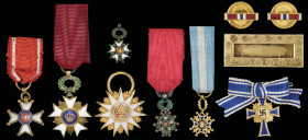 Dress Miniatures, Miscellaneous World Orders (7) Belgium, Order of the Crown; France, Légion d’ Honneur (2), both Fourth Republic (1944-58), one diamo...
