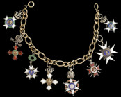 Dress Miniatures, Mounted Group of Eight, in silver-gilt and enamels, comprising, Greece, Order of the Redeemer, Germany, Saxon Duchies, Order of Erne...