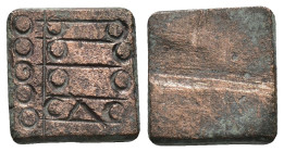 Weight 4.37 gr - Diameter 16 mm BYZANTINE BRONZE WEIGHT.(Circa 6th-9th century).Ae.