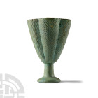 Egyptian Blue-Glazed Faience White Lotus Chalice