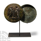 Greek Bronze Mirror with God and Goddess of Love, Eros and Aphrodite