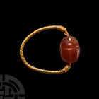 Etruscan Carnelian Scarab Gold Ring
