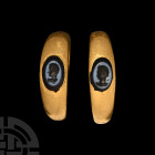 Roman Gold Rings for a Married Couple with Nicolo Bust Gemstones