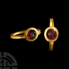 Roman Gold Ring with Head of Roma Garnet Gemstone