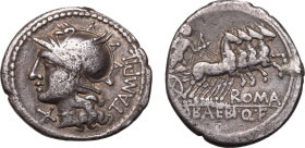 Roman Republic & Imperatorial M. Baebius Q.f. Tampilus. 137 BC AR Denarius About Very Fine; even tone
