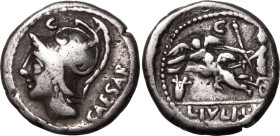 Roman Republic & Imperatorial L. Julius L. f. Caesar 103 BC AR Denarius About Very Fine; attractively toned