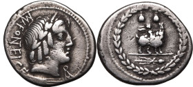 Roman Republic & Imperatorial Mn. Fonteius C. f. 85 BC AR Denarius About Very Fine; shimmering old cabinet tone