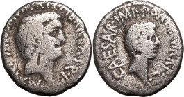 Roman Republic & Imperatorial Marc Antony and Octavian 41 BC AR Denarius Fine