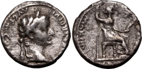 Roman Empire Tiberius AD 36-37 AR Denarius About Very Fine