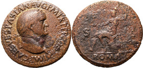 Roman Empire Vespasian AD 71 Æ Sestertius Good Fine; stripped patina, clear portrait
