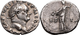 Roman Empire Vespasian AD 72-73 AR Denarius Good Very Fine; a bold portrait