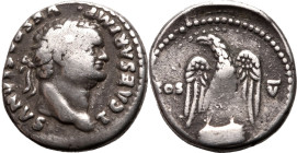 Roman Empire Titus AD 76 AR Denarius Fine