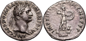 Roman Empire Domitian AD 87 AR Denarius Good Extremely Fine; light cabinet tone with underlying lustre