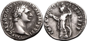 Roman Empire Domitian AD 92 AR Denarius Very Fine; attractive old cabinet tone