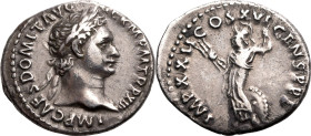 Roman Empire Domitian AD 93-94 AR Denarius Good Very Fine; beautiful old cabinet tone