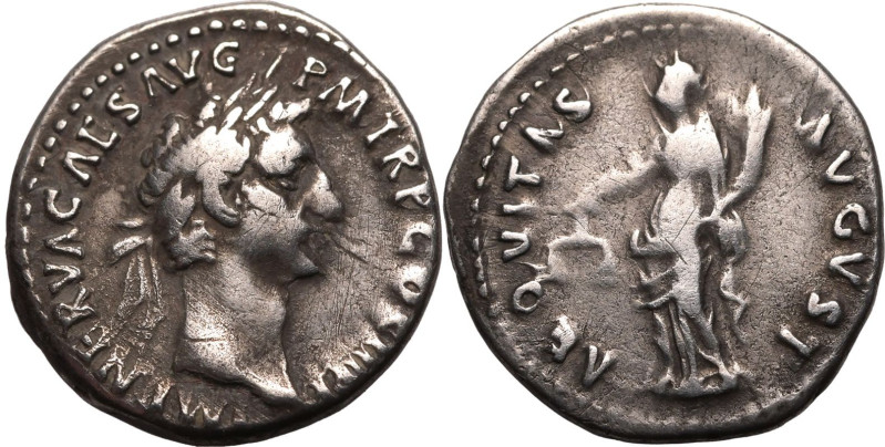 ROMAN EMPIRE. Nerva. 
Silver denarius, AD 97. Rome. 
Obv: IMP NERVA CAES AVG P...