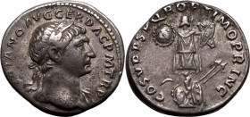 Roman Empire Trajan AD 107-108 AR Denarius About Extremely Fine; fair detail
