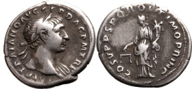 Roman Empire Trajan AD 108-109 AR Denarius About Very Fine; old cabinet tone