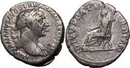 Roman Empire Trajan AD 112 AR Denarius About Very Fine