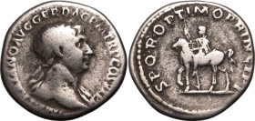 Roman Empire Trajan AD 112 AR Denarius Fine