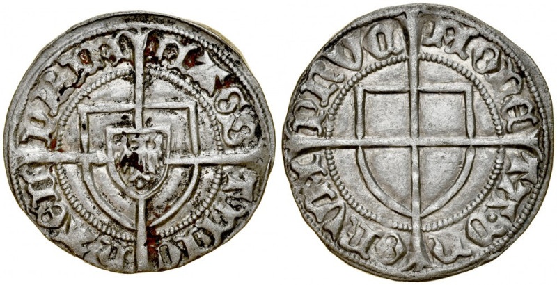 Michał Kuchmeister von Sterberg 1414-1422, Szeląg, Av.: Tarcza wielkiego mistrza...
