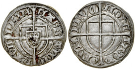 Michał Kuchmeister von Sterberg 1414-1422, Szeląg, Av.: Tarcza wielkiego mistrza, Rv.: Tarcza krzyżacka.