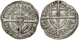 Michał Kuchmeister von Sterberg 1414-1422, Szeląg, Av.: Tarcza wielkiego mistrza, Rv.: Tarcza krzyżacka.
