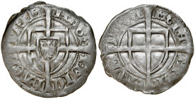 Michał Kuchmeister von Sterberg 1414-1422, Szeląg, Av.: Tarcza wielkiego mistrza, Rv.: Tarcza krzyżacka.
