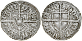 Paweł von Russdorf 1423-1441, Szeląg, Av.: Tarcza wielkiego mistrza, Rv.: Tarcza krzyżacka.