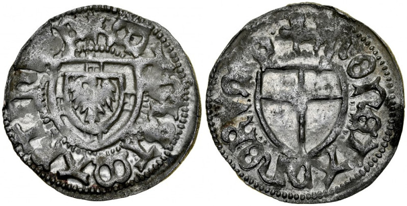 Marcin Truchsess von Wetzhausen 1477-1489, Szeląg, Av.: Tarcza wielkiego mistrza...