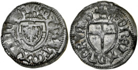 Marcin Truchsess von Wetzhausen 1477-1489, Szeląg, Av.: Tarcza wielkiego mistrza, Rv.: Tarcza krzyżacka.