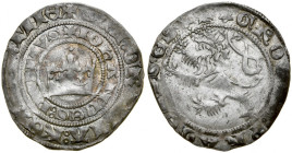 Jan Luksemburski 1310-1346, Grosz praski, Av.: Korona królewska, Rv.: Lew czeski.