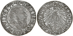 Prusy Książęce, Albrecht Hohenzollern 1525-1568, Grosz 1543, Królewiec.