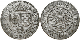 Śląsk, Księstwo Legnicko-Brzesko-Wołowskie, Jan Chrystian i Jerzy Rudolf 1603-1621, 3 krajcary 1607, Złoty Stok.