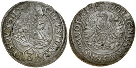 Śląsk, Księstwo Legnicko-Brzesko-Wołowskie, Chrystian 1639-1672, 3 krajcary 1670 C-B, Brzeg.