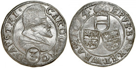 Śląsk, Księstwo Nyskie Biskupów Wrocławskich, Karol Austriacki 1608-1624, 3 krajcary 1614, Nysa.