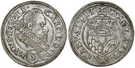 Śląsk, Księstwo Ziębicko-Oleśnickie, Karol II 1587-1617, 3 krajcary 1613, Oleśnica.