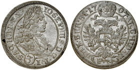 Śląsk, Józef I 1705-1711, 3 krajcary 1707 FN, Wrocław.