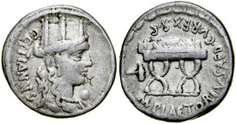 Rzym, Roman Republic, Denar 57 r. p.n.e., M. Plaetorius / M.f. Cestianus