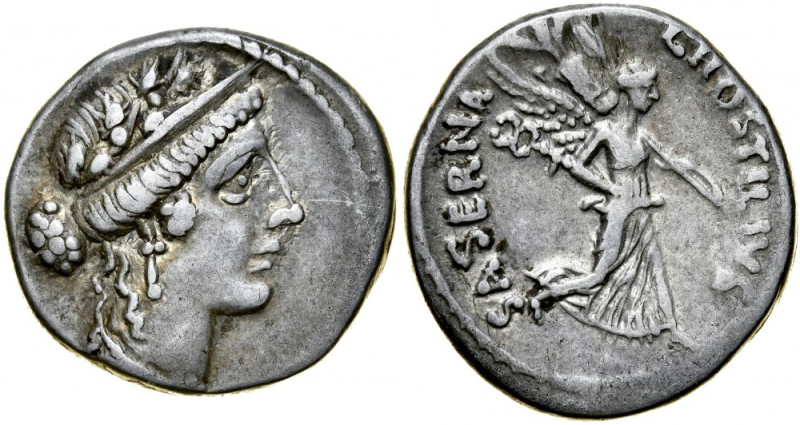 Rzym, Roman Republic, Denar 48 r. p.n.e., L. Hostilius Saserna. Crawford 448/1a,...