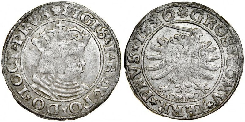 Zygmunt I Stary 1506-1548, Grosz 1530, Toruń. Kop. 3085, Gum. 526, atrakcyjna, p...