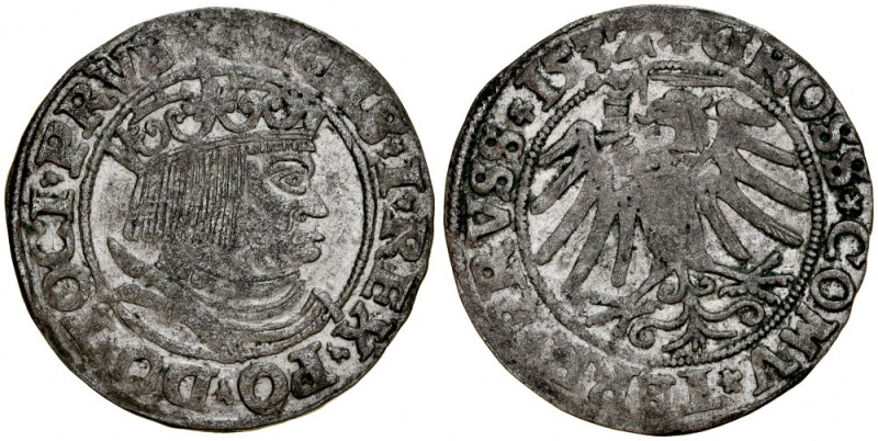 Zygmunt I Stary 1506-1548, Grosz 1532, Toruń. Kop. 3087, Gum. 528, szara patyna,...