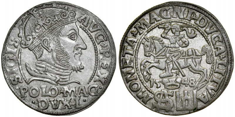Zygmunt II August 1545-1572, Grosz na stopę polską 1548, Wilno. L/LITVA Kop. 328...