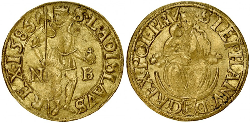 Stefan Batory 1576-1586, Dukat 1586 N-B, Nagybanya. Kop. 10504, Gum. 773, Kurp. ...