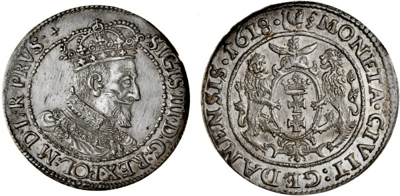Zygmunt III 1587-1632, Ort 1618, Gdańsk. Kop. 7496, Kurp. 2247, Gum. 1387,&nbsp;...