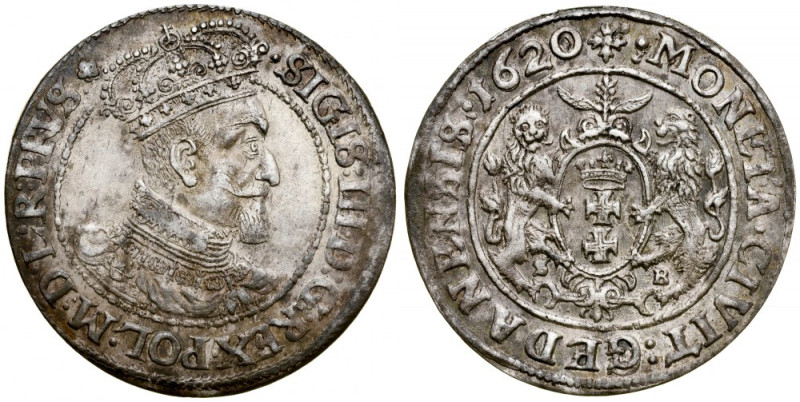 Zygmunt III 1587-1632, Ort 1620 S-B/S-A, Gdańsk. Kop. 7499, Kurp. 2251, Gum. 138...