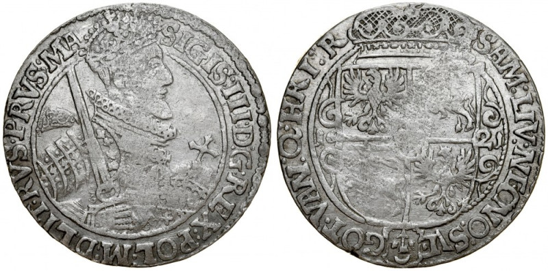 Zygmunt III 1587-1632, Ort 1621, Bydgoszcz. R6. Kop. 1272, Gum. 1173,&nbsp;Shata...