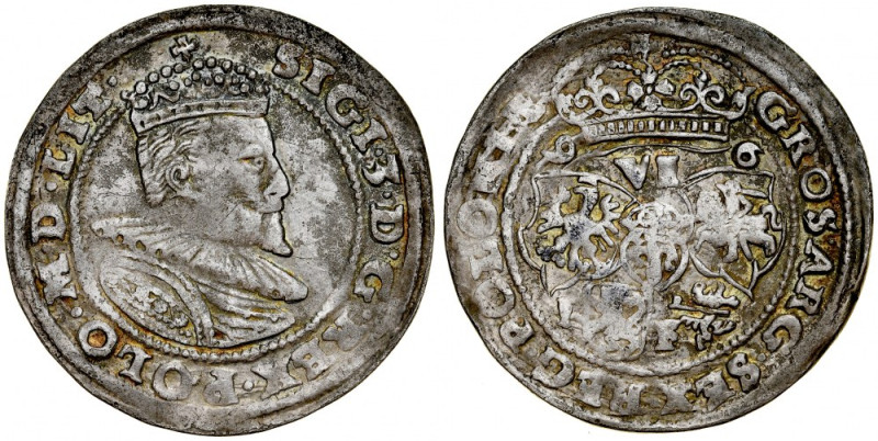 Zygmunt III 1587-1632, Szóstak 1596 I-F, Lublin. Kop. 1241 R5, Kurp. 1424, Gum. ...