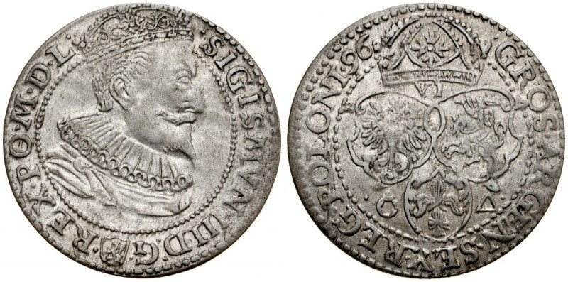 Zygmunt III 1587-1632, Szóstak 1596, Malbork. Kop. 1240, Kurp. 1430, Gum. 1151, ...